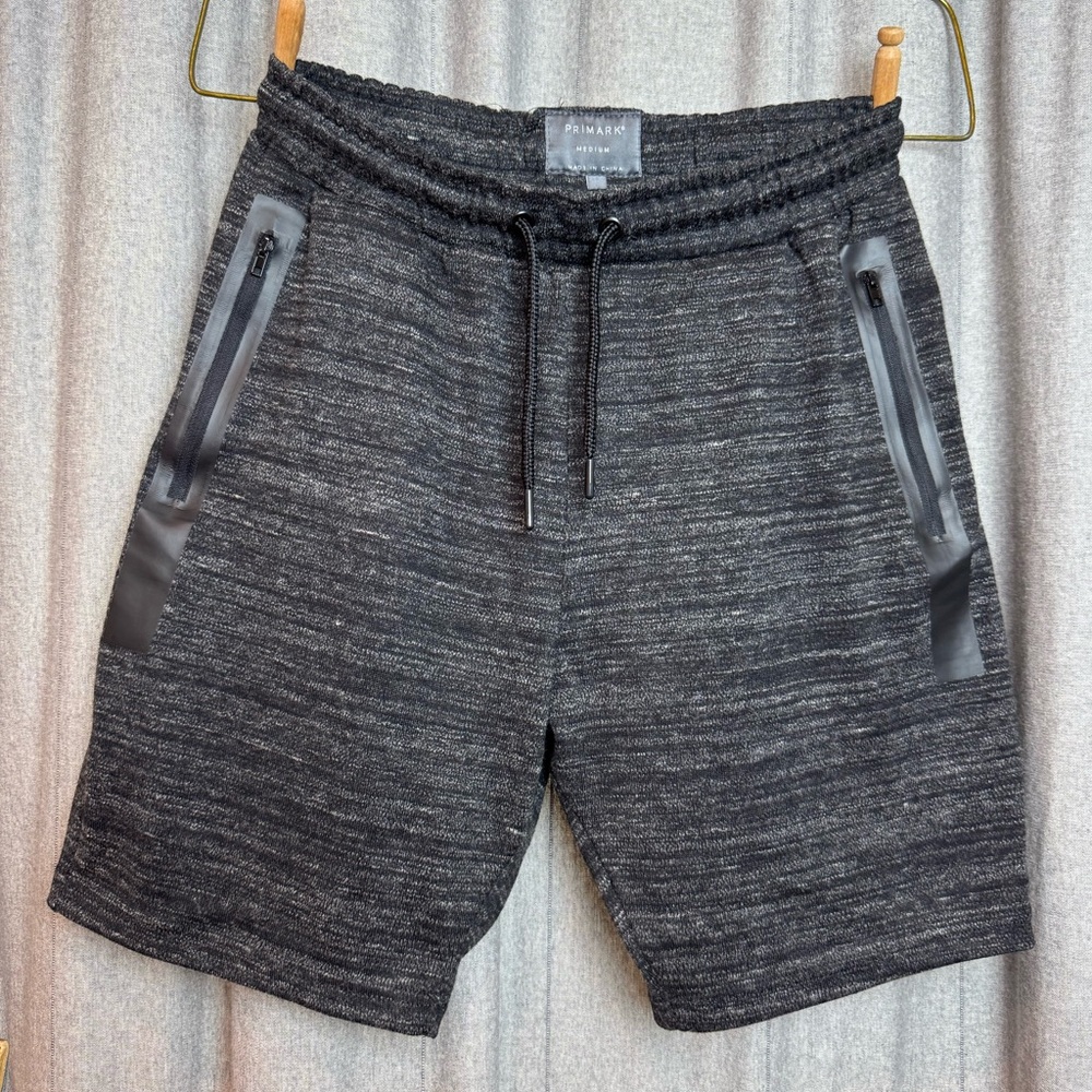 Primark Black/White Space Dye Super Soft Fr.Terry Shorts with Drawstring Waist
